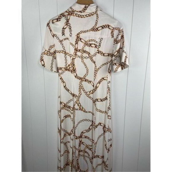 NWT Anthro Maeve Short Sleeve Printed Gold Chain Shirt Maxi Dress‎ - Picture 9 of 12